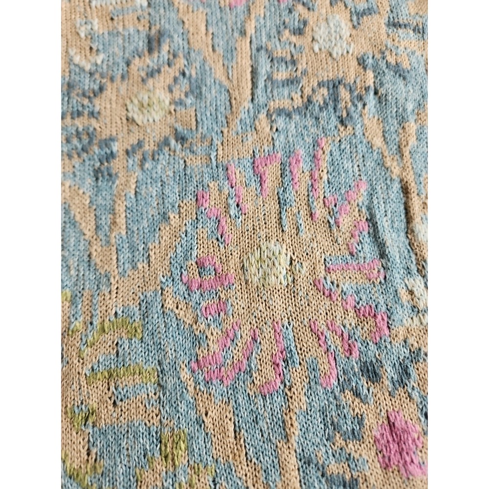 VTG Sigrid Olsen Top S Pink Blue Knitted Floral Linen Cotton Coastal Cottage - Picture 6 of 16